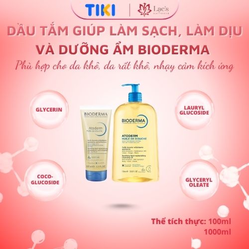 Dầu tắm giúp làm sạch, làm dịu và dưỡng ẩm dành cho da khô, da nhạy cảm Bioderma Atoderm Huile De Douche
