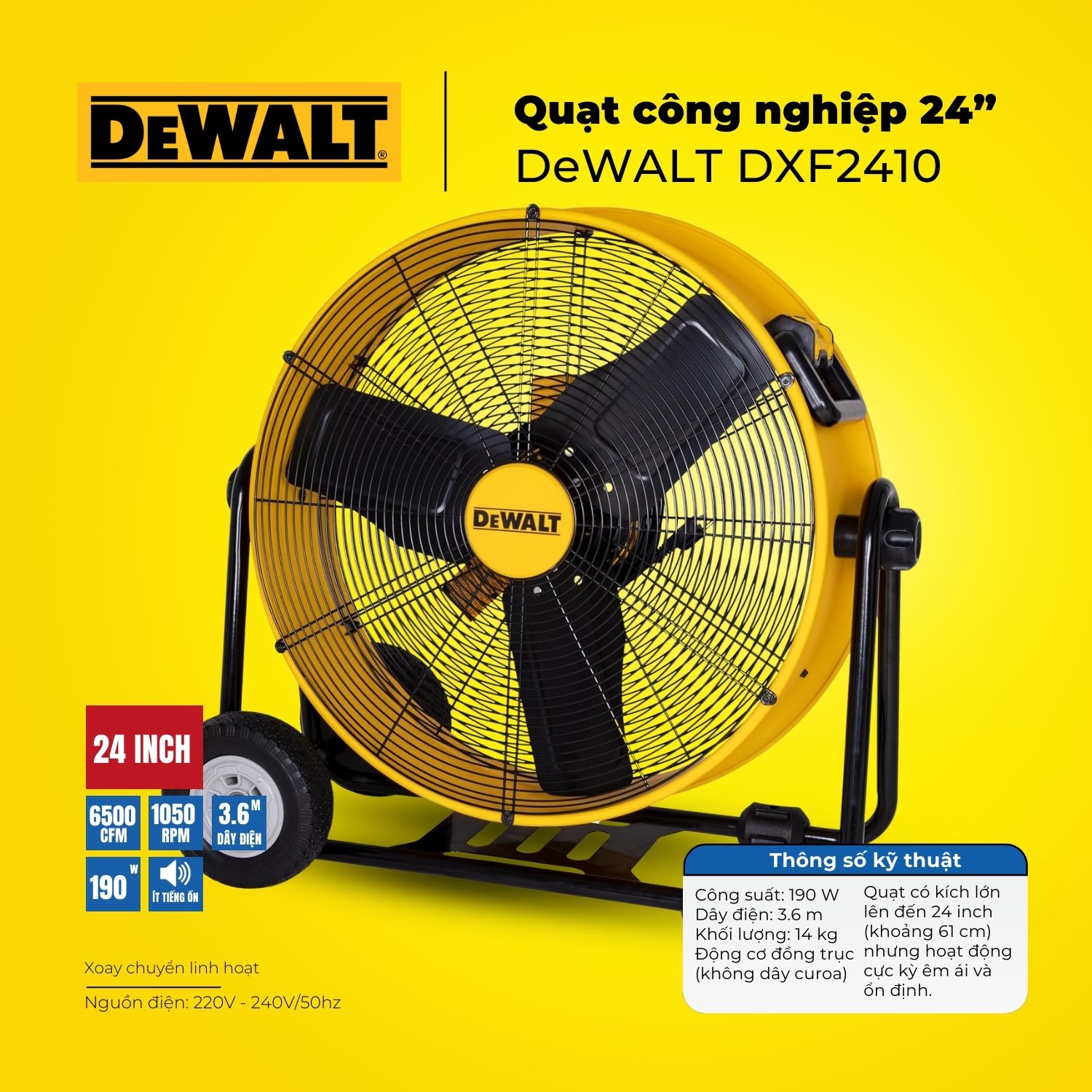 Quạt Công nghiệp Dewalt 24″ DXF2410-SEA- HÀNG CHÍNH HÃNG