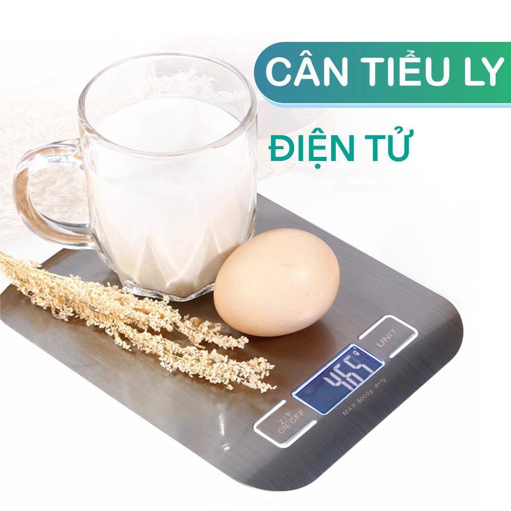 Cân điện tử nhà bếp tiểu ly mặt inox màn hình LCD Hộp xanh