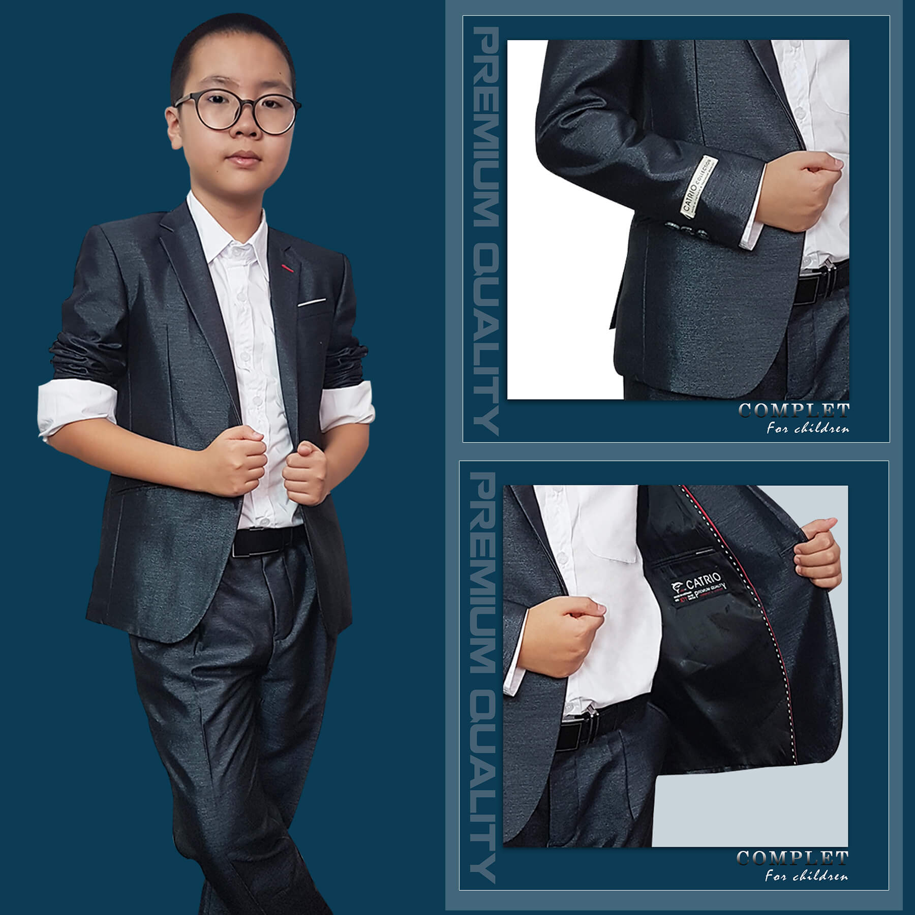 Bộ Đồ Vest Bé Trai Catrio Act309 Cho Trẻ Em Từ 2 Tuổi Đến 11 Tuổi 11Kg43Kg Thuộc Bst Quần Áo Complet Veston Thời Trang Trẻ Em Catrio 2021 - Xám Đẹp - 3 Tuổi