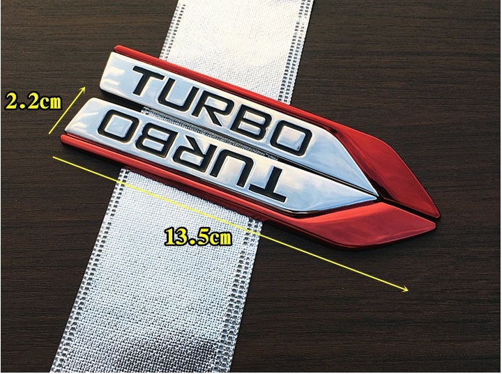 Bộ 2 mang cá kim loại chữ TURBO trang trí xe
