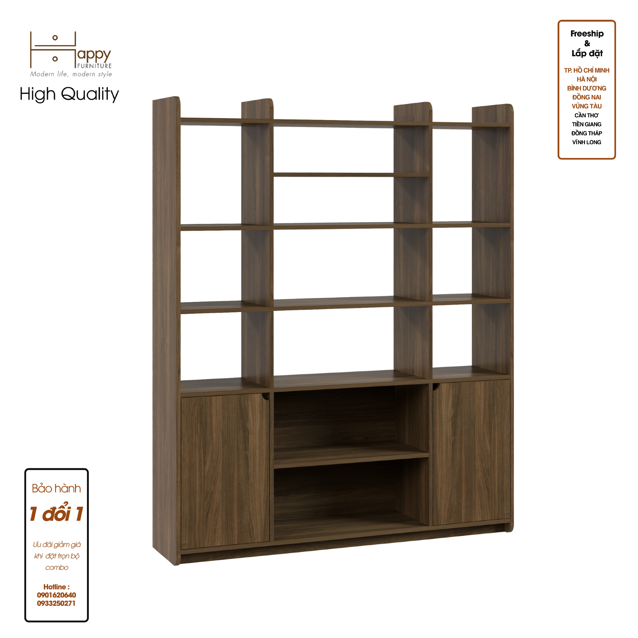 [Happy Home Furniture] CIRCLE, Tủ sách nhiều ngăn, 146cm x 35cm x 180cm (DxRxC),KSA_032