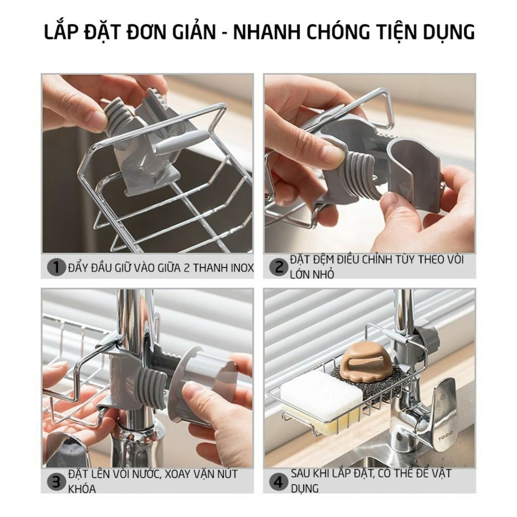 Giỏ treo inox vòi bồn rửa chén tiện dụng