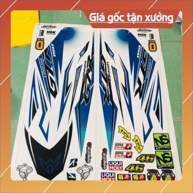 Tem rời winner GTR trắng xanh sản phẩm như hình 100%