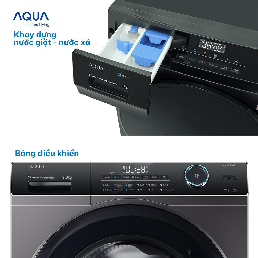 Máy giặt cửa trước Aqua 9kg AQD-D903G.BK - Hàng chính hãng - Giao hàng Toàn Quốc