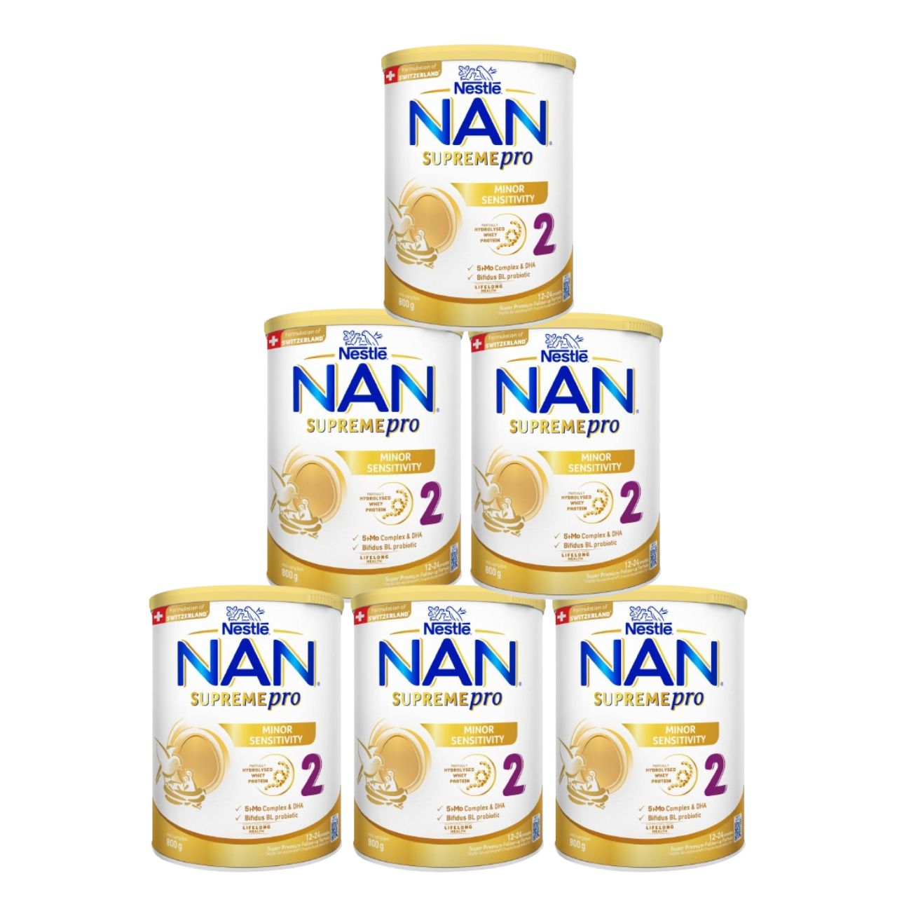Thùng 6 lon sữa bột Nestlé NAN SUPREMEPRO 2 800g nhập khẩu Đức với 5HMO &amp; đạm Gentle Optipro