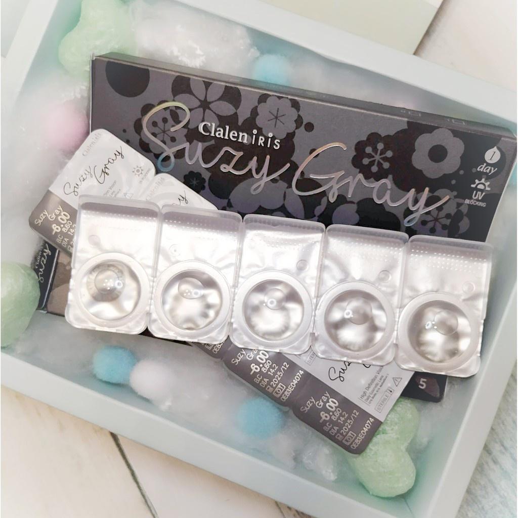 Kính áp tròng Hàn Quốc có độ Clalen Iris màu xám tự nhiên Suzy Gray dùng 1 ngày
