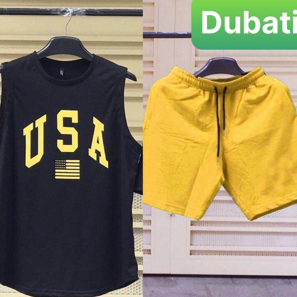 ĐỒ BỘ THỂ THAO BA LỖ USA NAM, SET ĐỒ BỘ CHẤT VẢI SIÊU THOÁNG MÁT HOT TREND - DUBATI FASHION