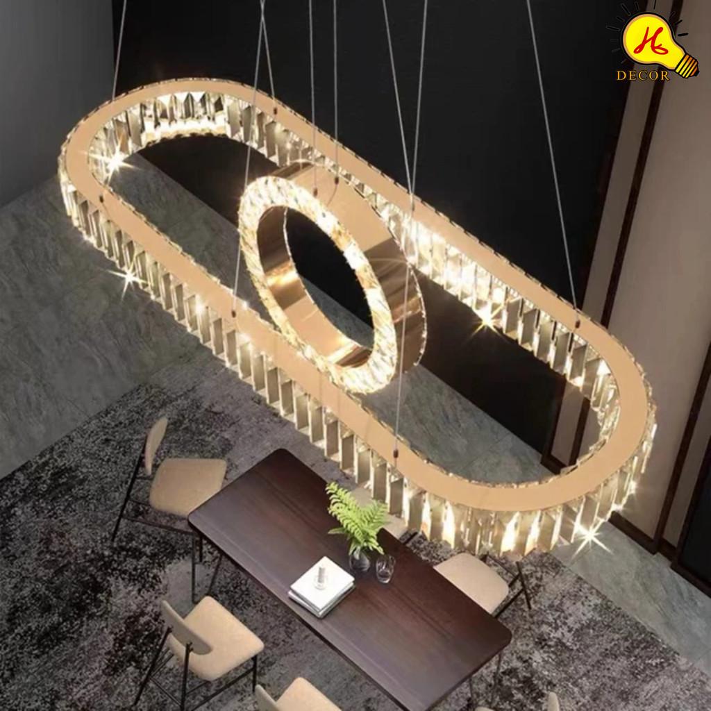 Đèn thả pha lê bàn ăn phòng khách HQ - mã PLT7501 - ánh sáng 3 màu điều chỉnh, không gây chói, bền đẹp HQ DECOR (HÀNG NHẬP KHẨU)