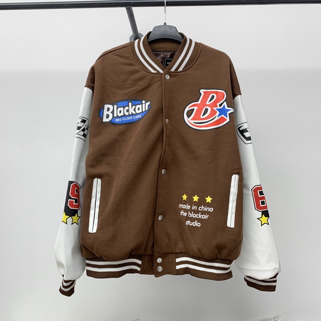 Varsity jacket Black made extreme nam nữ 2 lớp , áo khoác bóng chày form rộng unisex , bomber tay da pu