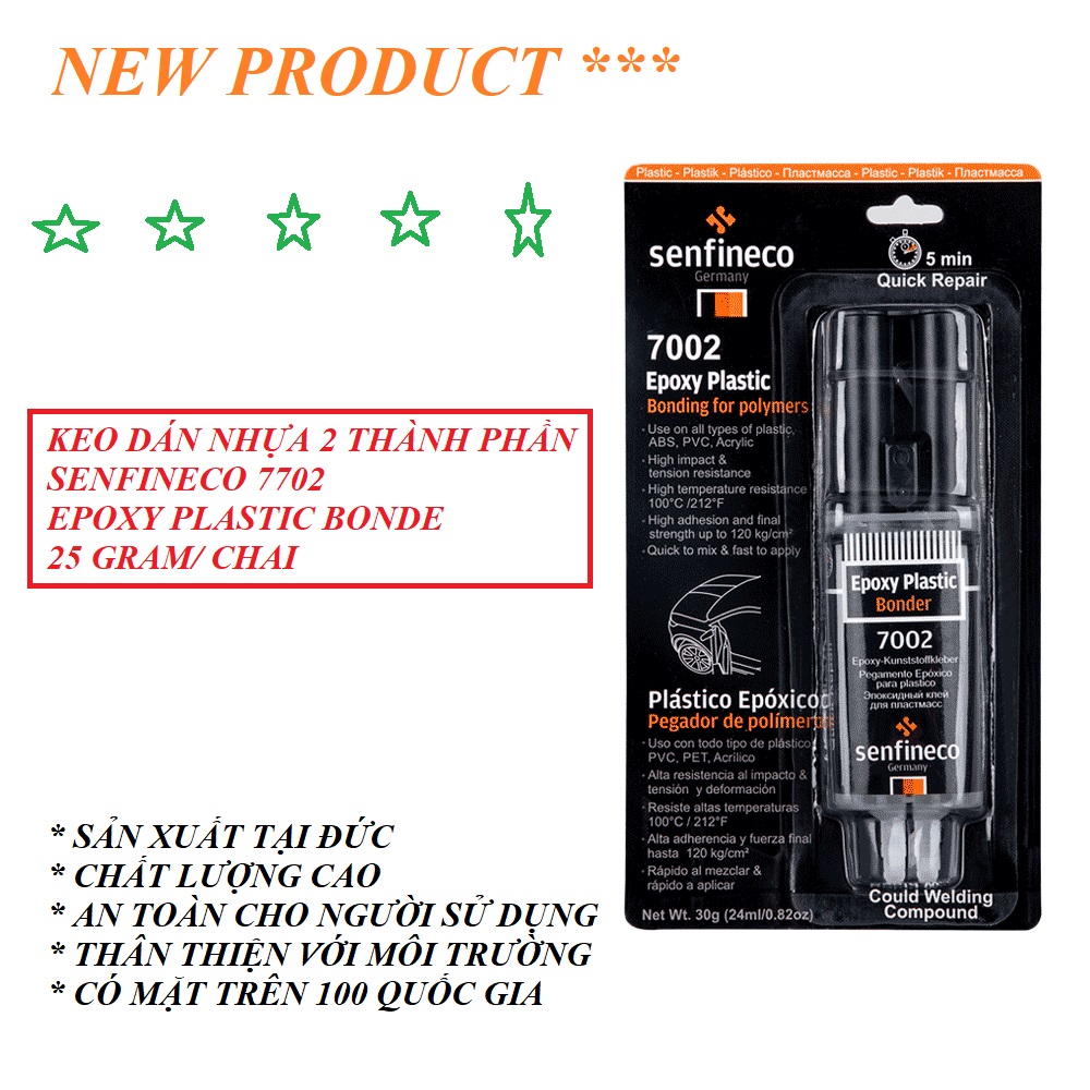 Keo Dán Nhựa Hai Thành Phần SENFINECO 7002 Epoxy  Plastic Bonde 25 Gram/ Chai – HÀNG CHÍNH HÃNG