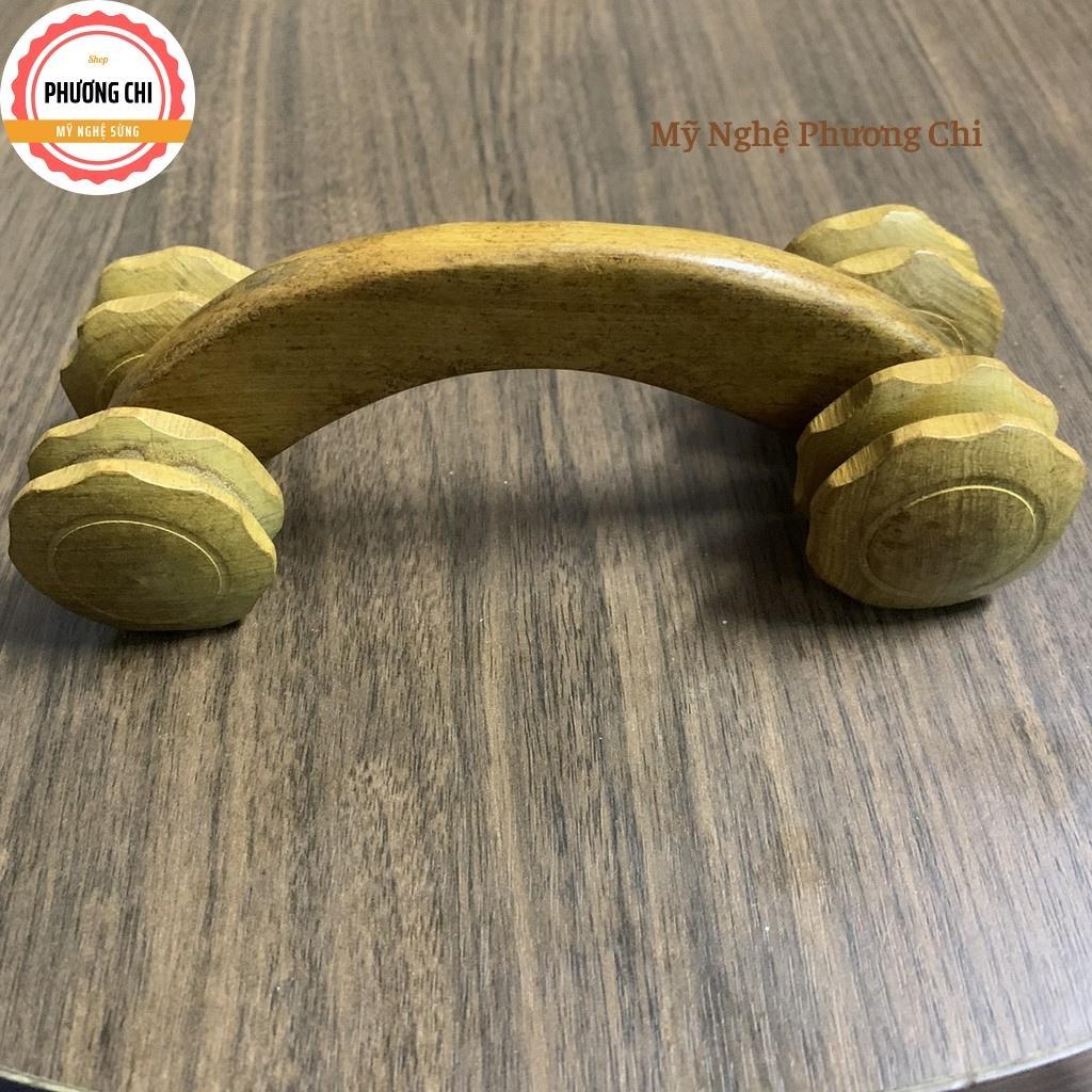 Cây lăn massage toàn thân 4 bánh gai đa năng làm từ gỗ thơm tự nhiên, Cây lăn mát xa | Mỹ Nghệ Phương Chi
