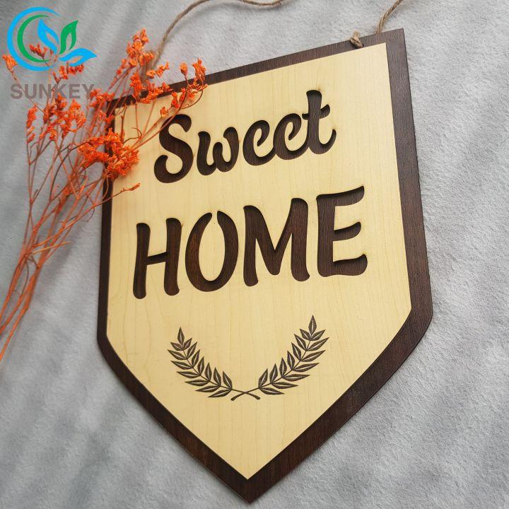 Bảng Gỗ Treo Cửa Sweet Home - Kích Thước 25x15 cm - Chất Liệu Gỗ MDF - Trang Trí Tường