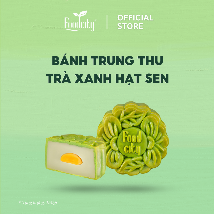 [ Dòng bánh mặn] Bánh trung thu Trà xanh hạt sen 150gr - FoodCity Việt Nam