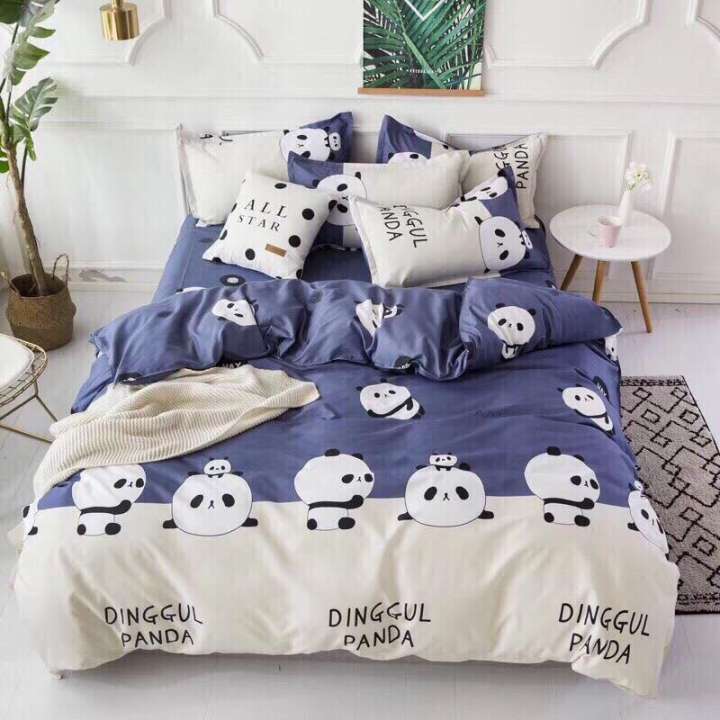 BỘ CHĂN GA GỐI ĐỆM HÀN QUỐC MÀU TÍM GẤU TRÚC
