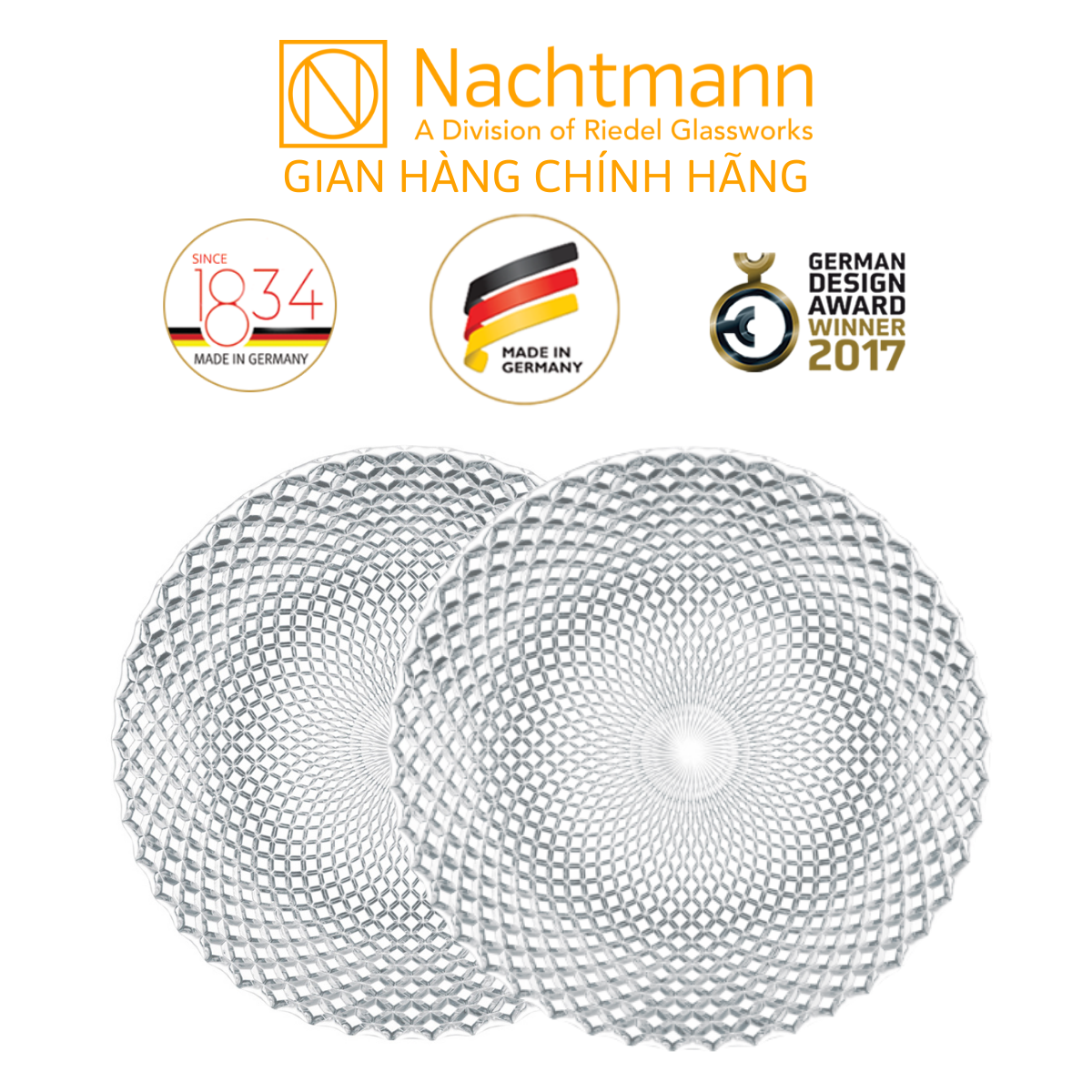 Bộ 2 đĩa pha lê Nachtmann Rumba 32cm - Sản xuất tại Đưc - Hàng chính hãng