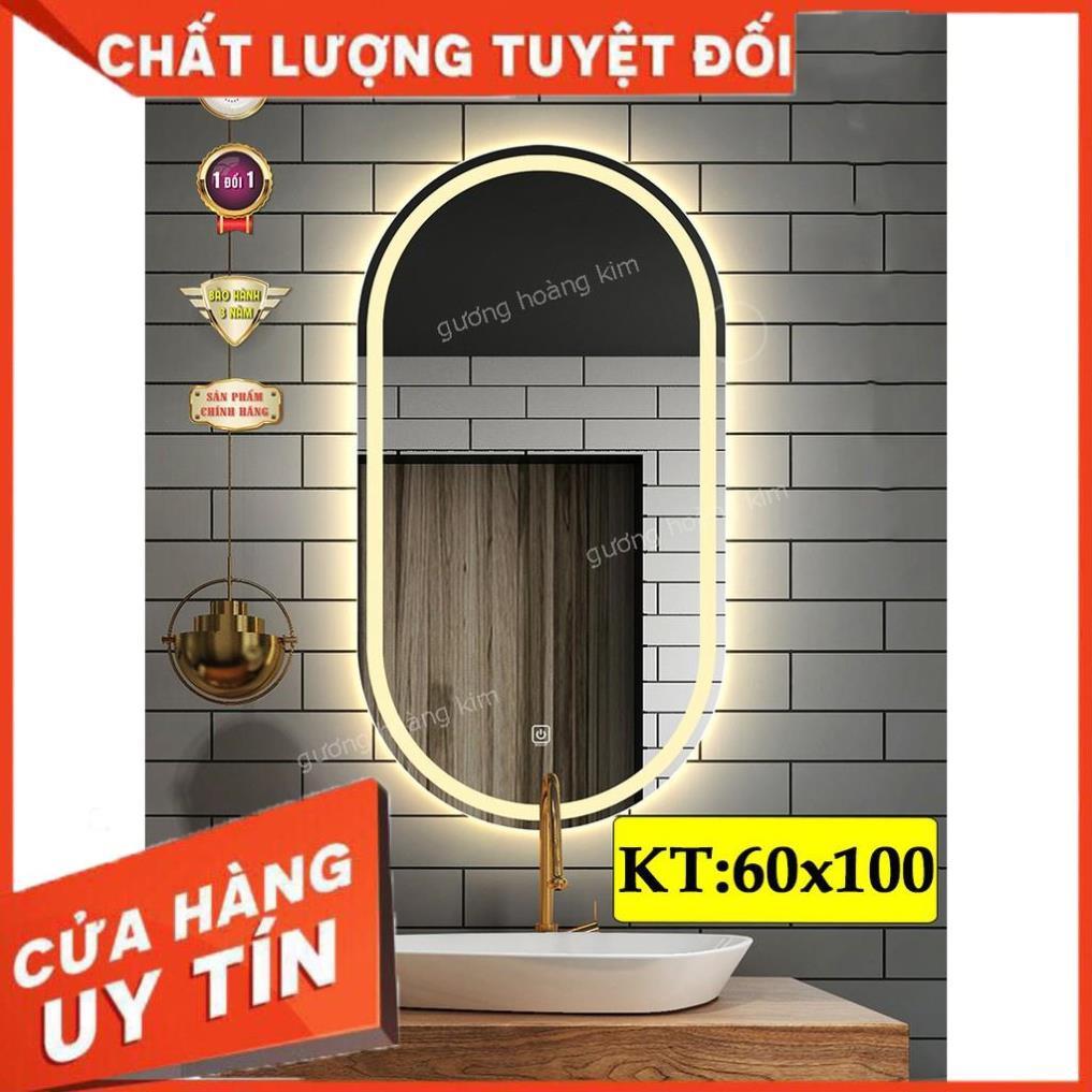 gương hình oval có đèn LED cảm ứng phá sương thông minh kích thước 60x100 cm- mirror