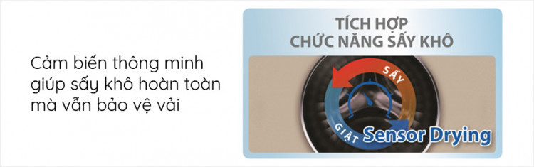 Máy giặt sấy AQUA AQD-DH1050C N, giặt 10.5kg, sấy 7kg, Inverter tích hợp Cảm biến Sensor Drying