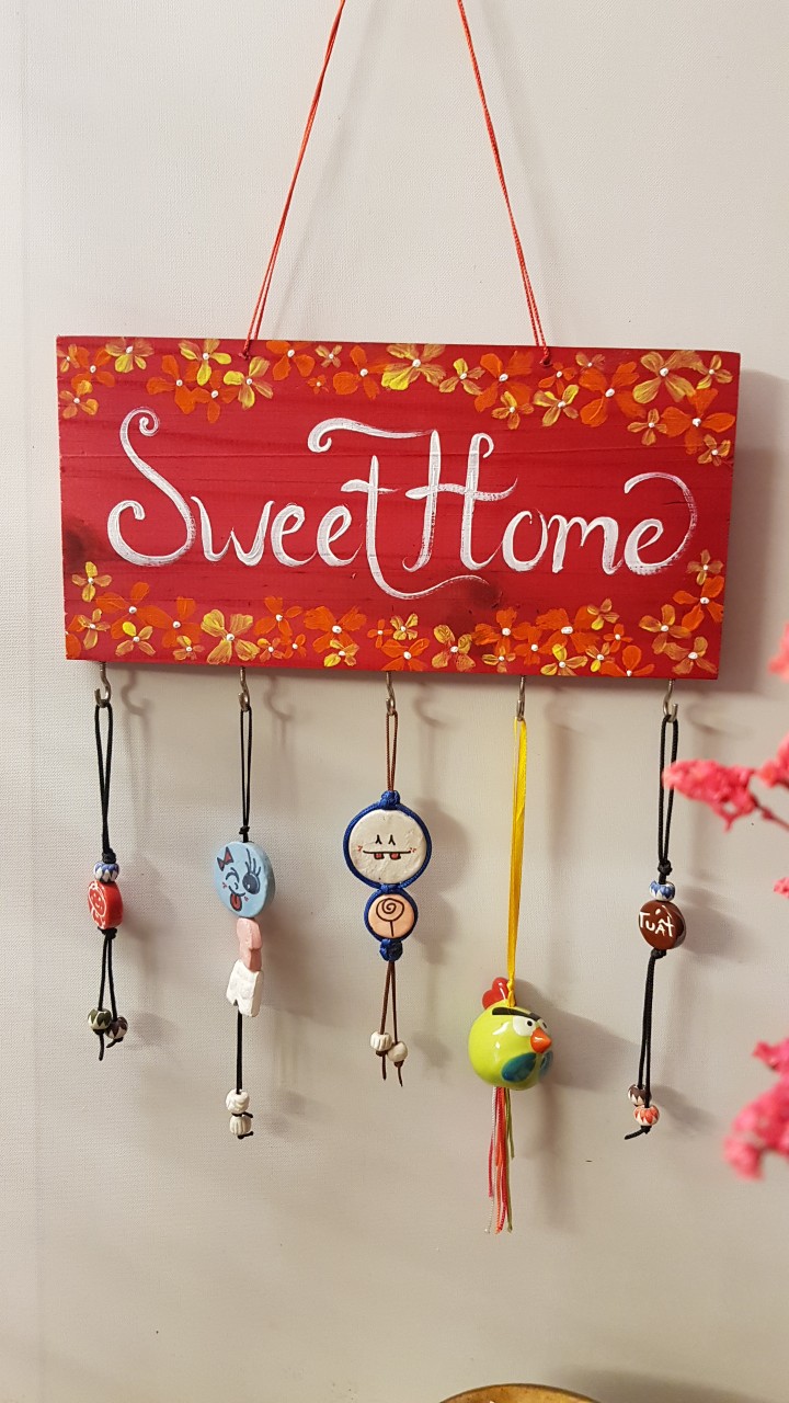 Bảng gỗ treo chìa khóa - Bảng gỗ chữ Sweet Home handmade xinh xắn, phụ kiện trang trí nhà cửa, món quà ý nghĩa dành tặng bạn bè, người thân. Giao hoa văn ngẫu nhiên từ HCM