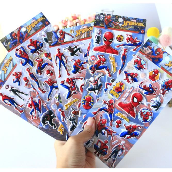Sticker dán nổi 3D Doreamon, Biệt đội chó cứu hộ, Siêu nhân người nhện Spider man, Khủng long