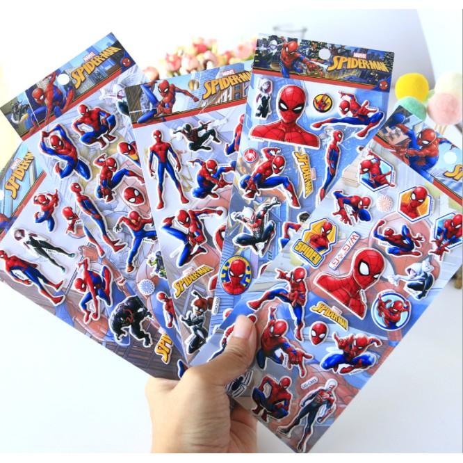 (Nhiều mẫu) Sticker dán nổi 3D Doreamon, Biệt đội chó cứu hộ, Siêu nhân người nhện Spider man, Khủng long