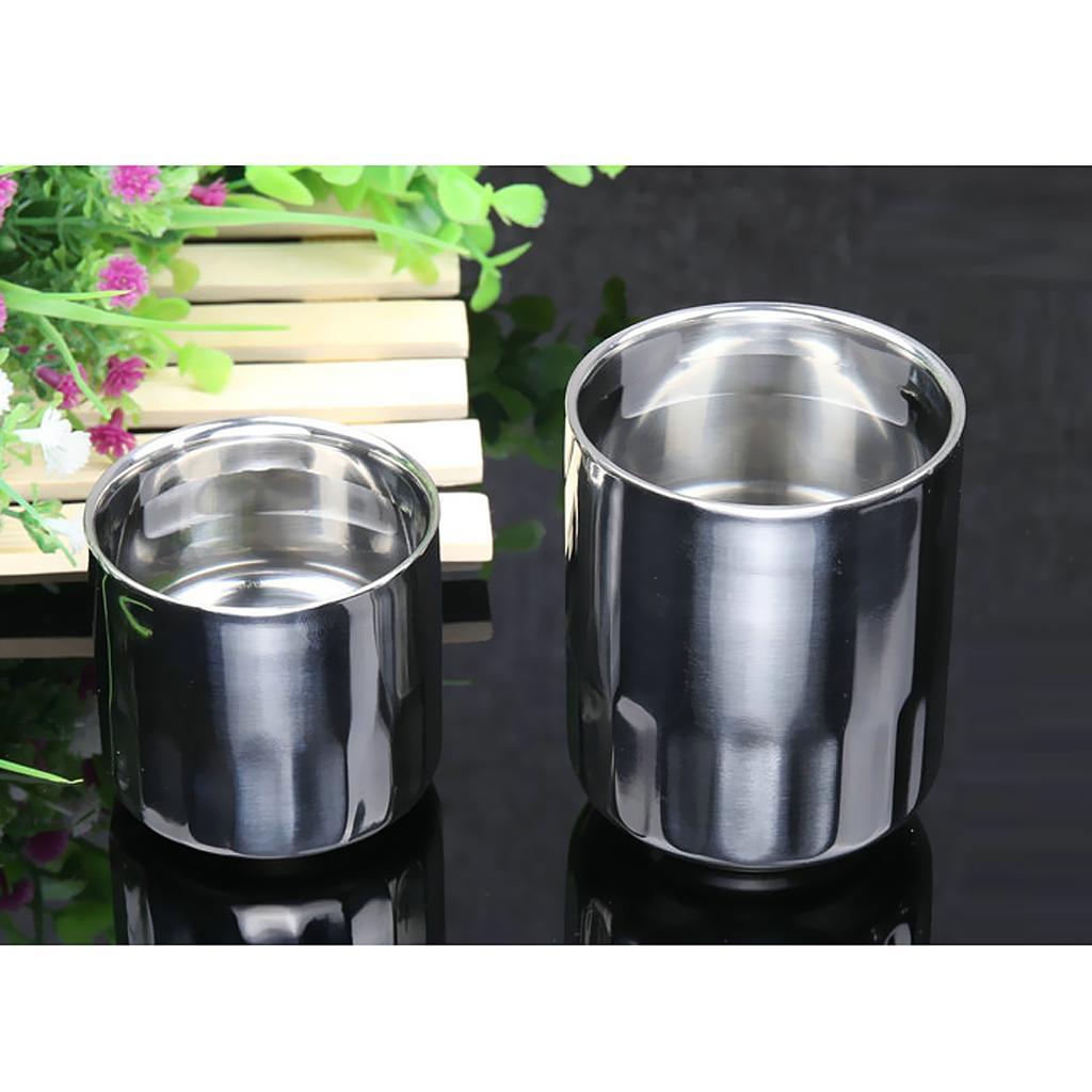 Stainless Steel Beer Cup Double Wall Milk Coffee Mug Straight 120ml+200ml