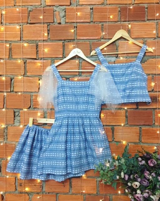 Set đầm hoa nhí chị và em
