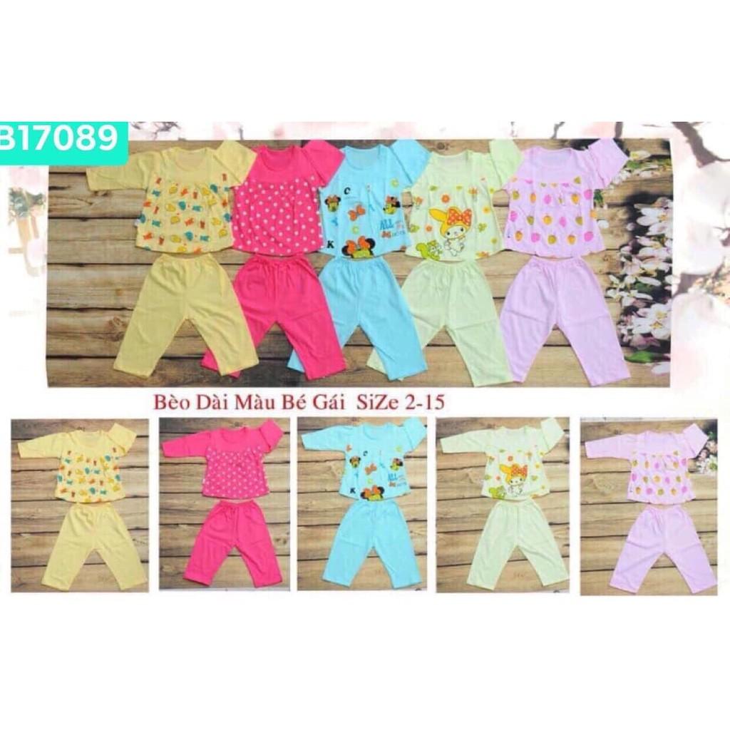 SET 5 BỘ COTON TAY DÀI HOA CHO BÉ GÁI