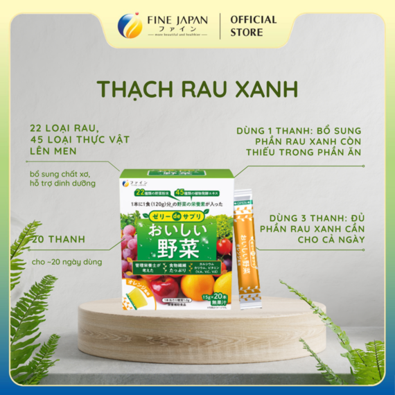 Thạch Rau Củ & Hoa Quả Fine Japan Delicious Veggie Jelly 20 thanh