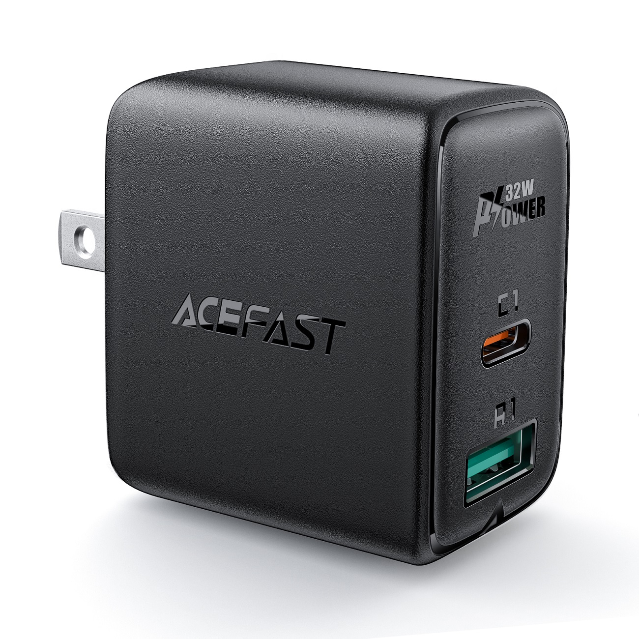 Adapter Sạc Acefast PD 3.0 32W 2 Cổng USB Type-C USB A Chuôi Dẹt US A7 - Hàng Chính Hãng