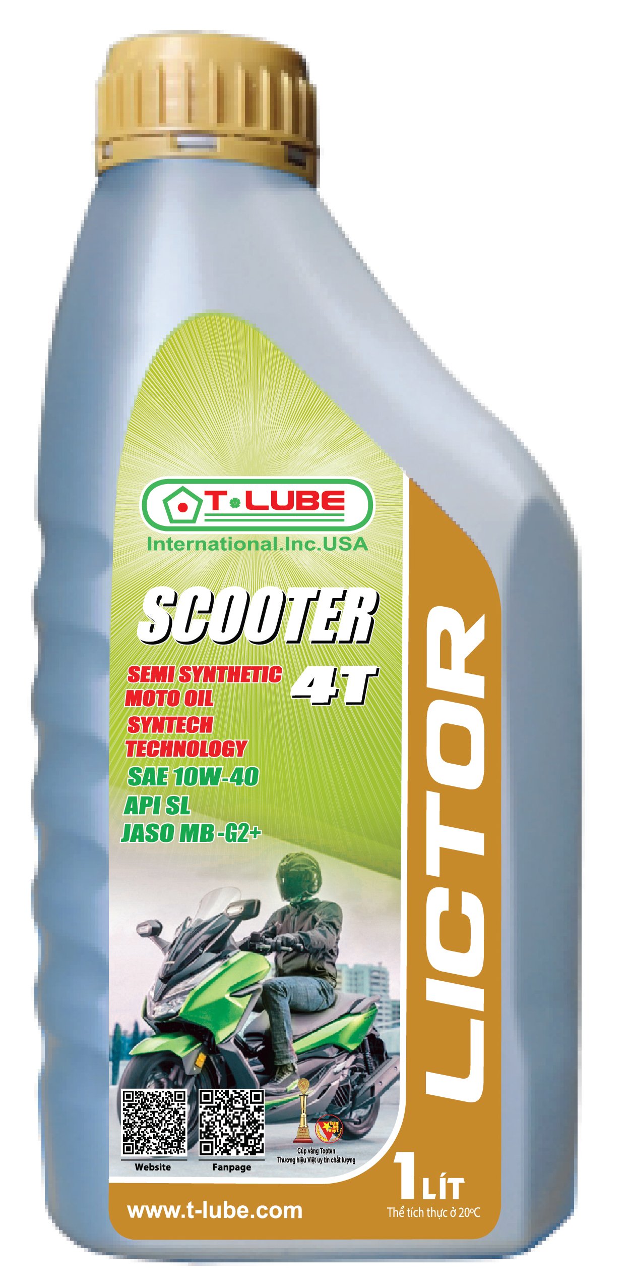 Dầu Nhớt T-lube Lictor Scooter SL SAE 10W-40 1L Bảo Vệ Liên Tục Động Cơ Xe Máy Tay Ga Tiết Kiệm Nhiên Liệu