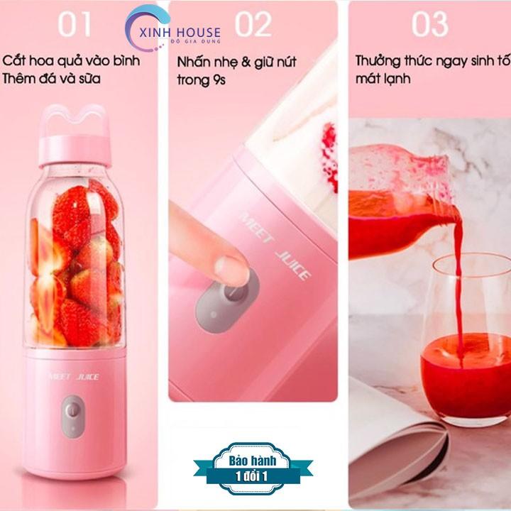 Máy Xay Sinh Tố Đa Năng Cầm Tay Meet Juice - Xay cực nhanh 9s, cao cấp, an toàn