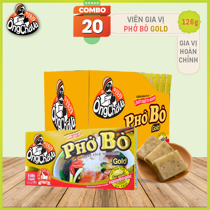 Lốc 20 Hộp Viên Gia Vị Phở Bò Gold Ông Chà Và 126g (Beef Pho Broth Cubes)