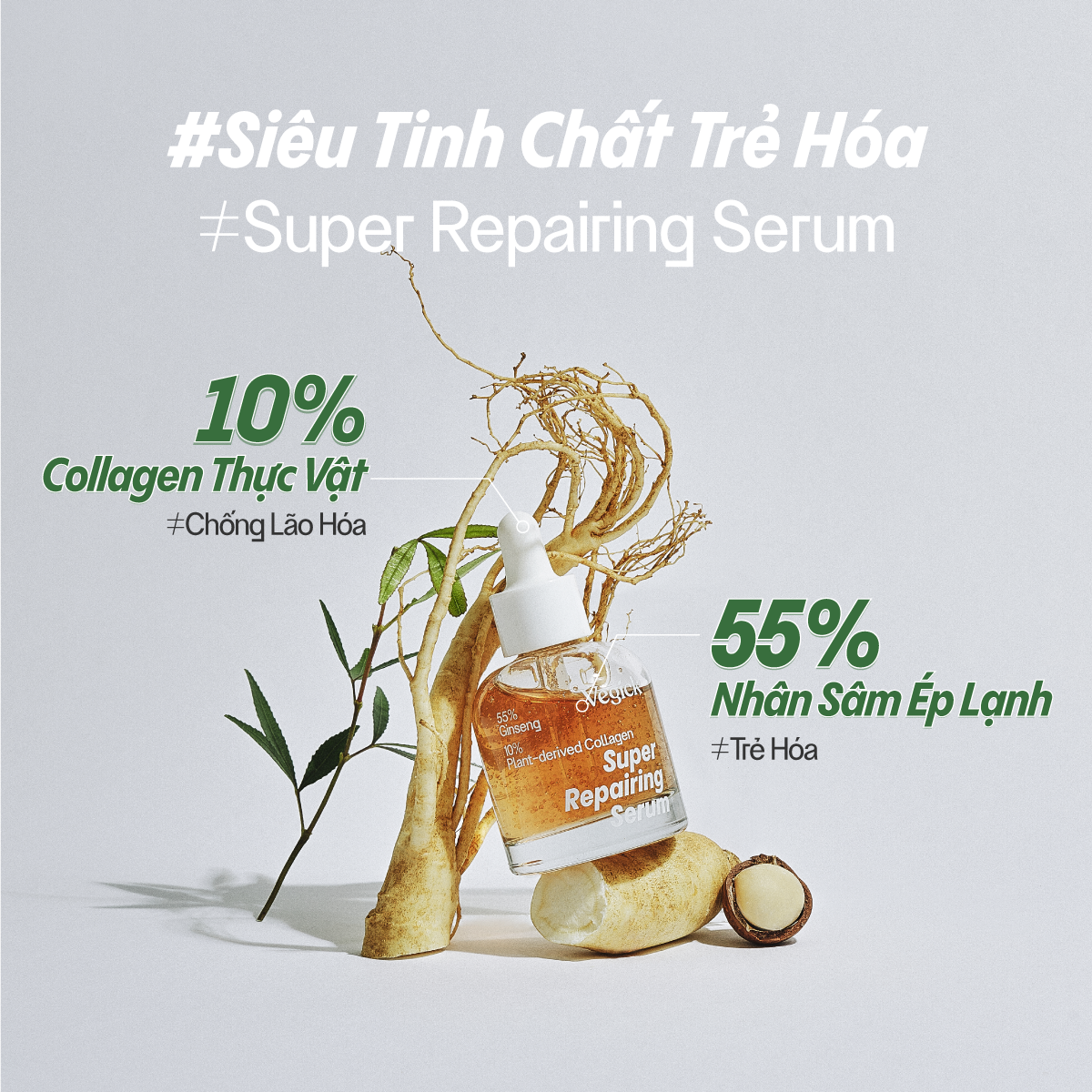 Tinh Chất Nhân Sâm Trẻ Hóa Vegick Super Repairing Serum 30ml