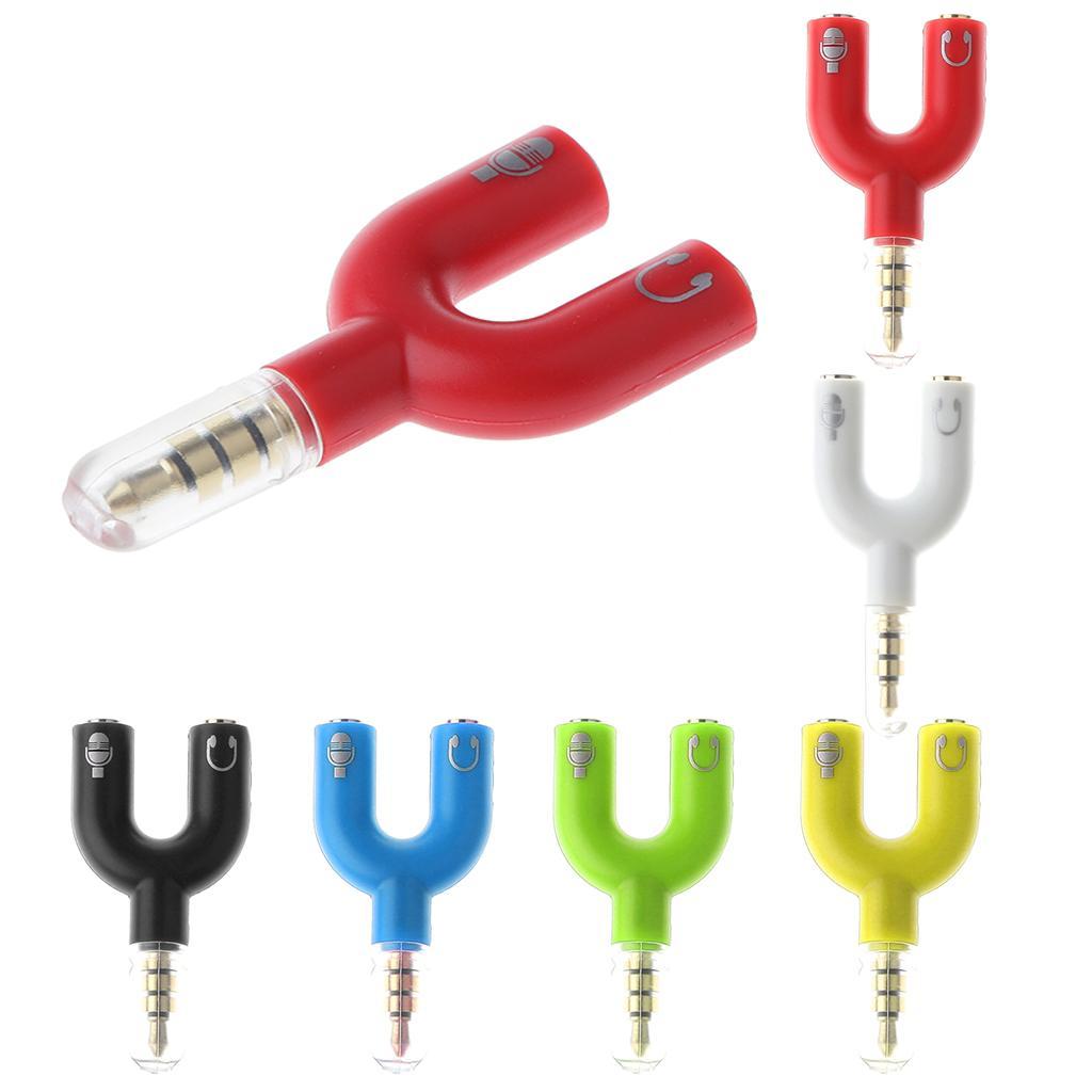 3.5mm Audio Splitter Adapter for Headphone Headset PC Smartphone White