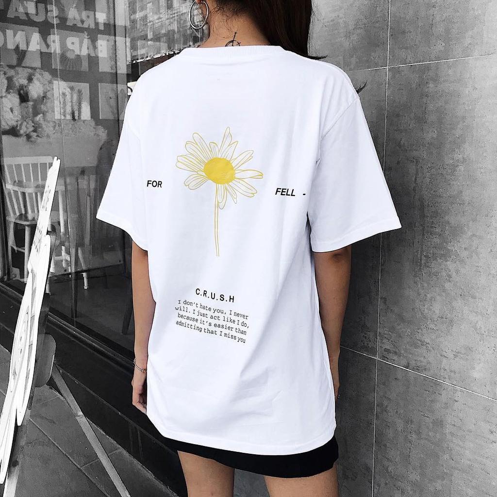 Áo Thun Nữ Hoa Cúc Tay Lỡ Siêu Xinh