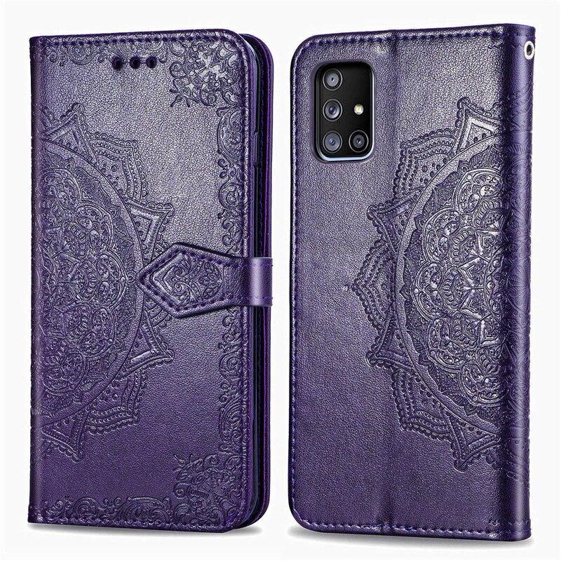 Bao da điện thoại dập nổi họa tiết hoa cho Samsung Galaxy A51 5G/Samsung A51 5G/ Galaxy A51 A71 5G