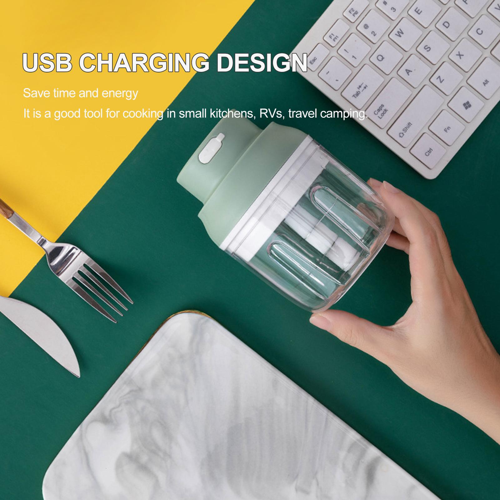 Máy xay tỏi điện mini không dây, băm nhuyễn thực phẩm đa chức năng có cổng sạc USB