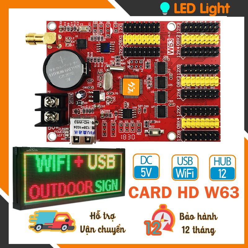 MẠCH HD W63 - Card Wifi điều khiển LED ma trận 1 màu, 3 màu