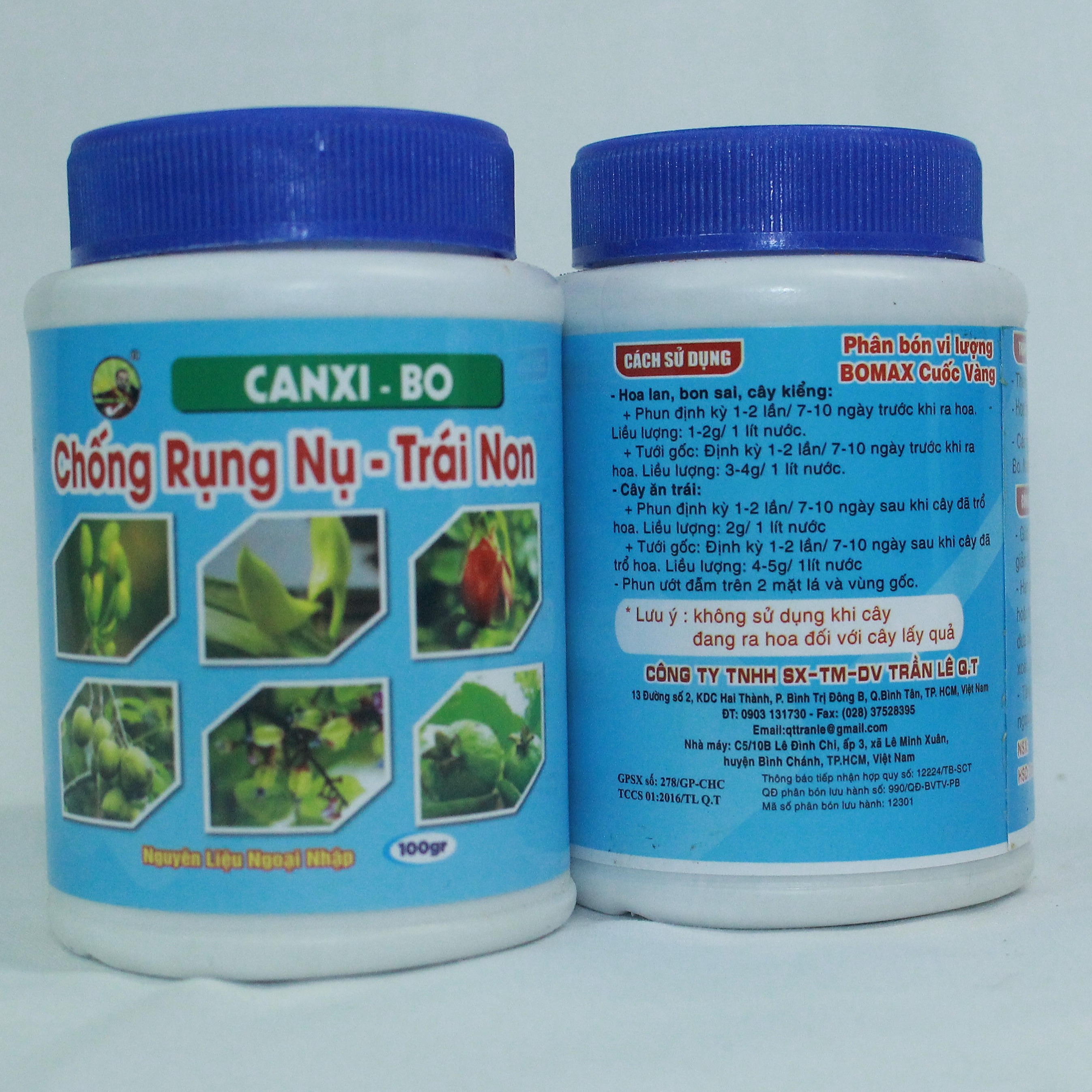 Phân bón trung lượng CANXI - BO hũ 100gr - Chống rụng nụ, rụng trái non - Tăng đậu trái - Dùng cho cây cảnh, cây ăn quả