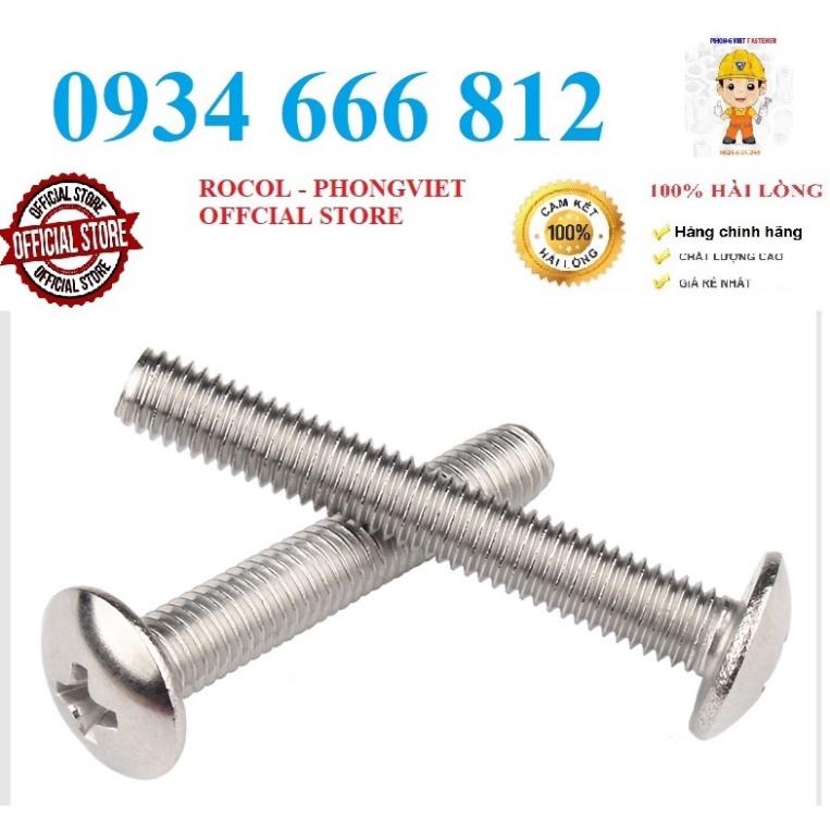 Combo 50c vít pake đầu dù thân bulong INOX 304 M6, M6X20, M6X25