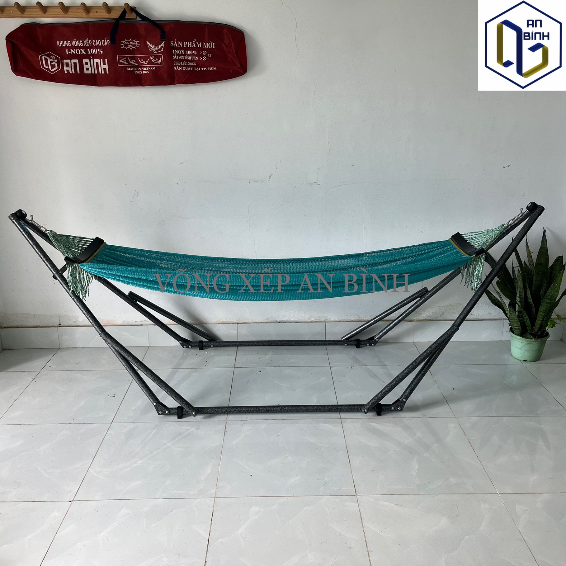 Bộ võng xếp An Bình hàng xuất khẩu Hàn Quốc SD2 sơn tĩnh điện fi32 khung tải trọng 180kg