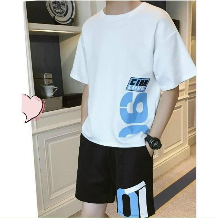 Set bộ đồ nam in chữ FILM LOVE chất thun cotton co giản 4 chiều thấm hút mồ hôi tốt