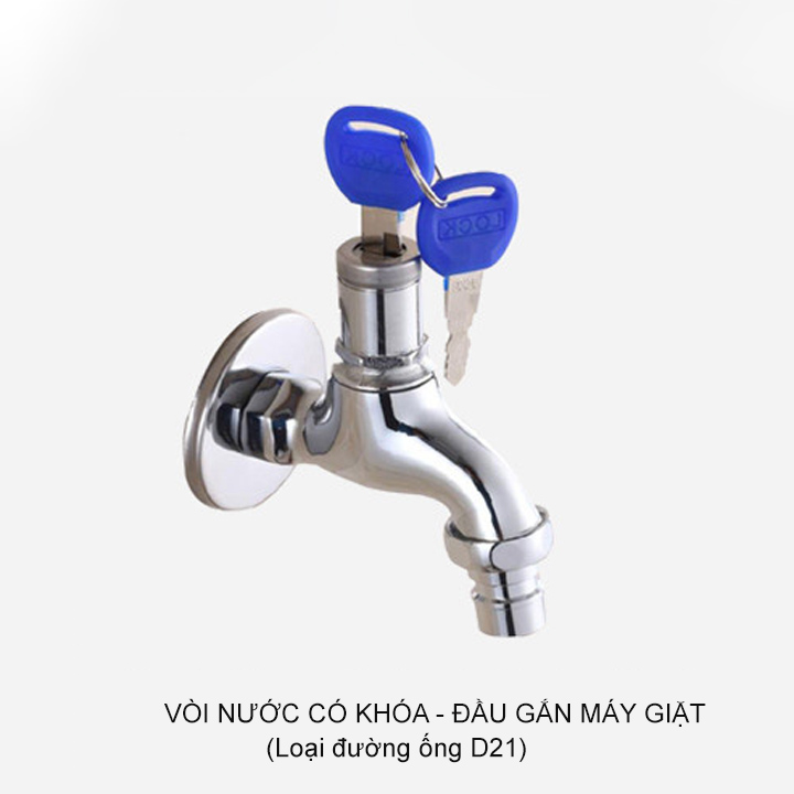 Vòi nước lạnh gắn tường loại mở bằng chìa khóa, cho đường ống 21mm