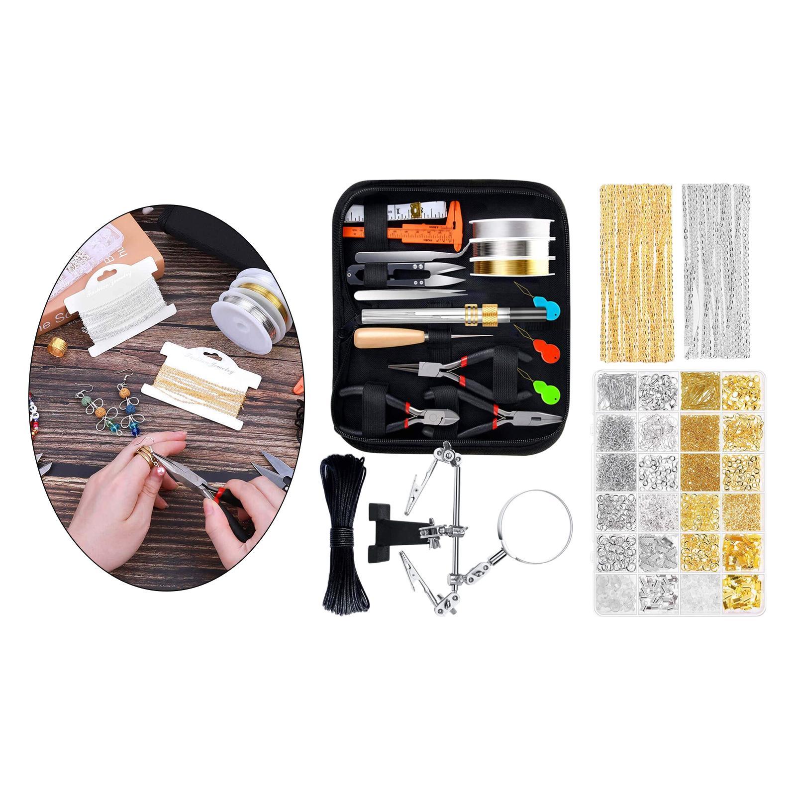 Jewelry Making Pilers Tweezers Tools Kit with Zipper Storage Case for Jewelry Crafting and Necklaces Bracelets Accessories Repair