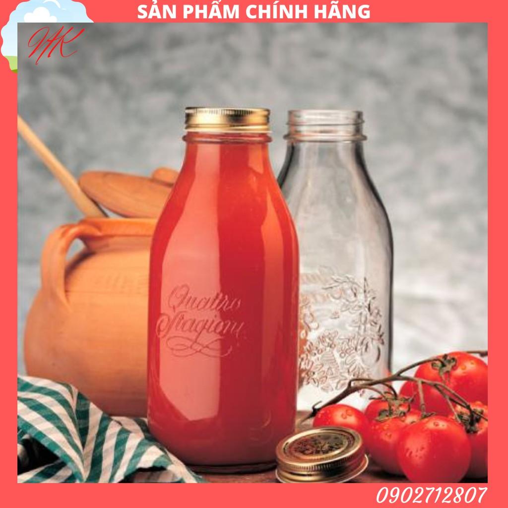 Chai thủy tinh đựng sữa hạt, nước ép - Quattro 1000ml (Bormioli Rocco)- Hàng nhập khẩu