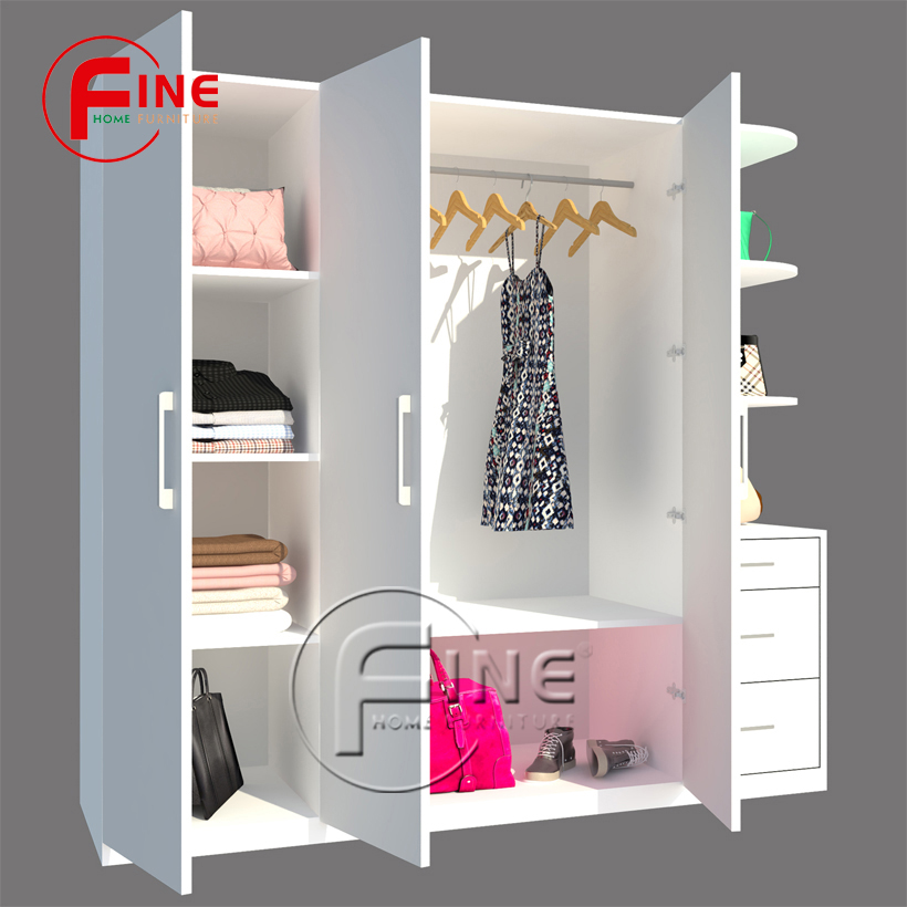Tủ Quần Áo Sang Trọng FINE FT060T Thiết kế hiện đại, các ngăn tủ rất rộng để xếp gọn và treo quần áo thoải mái