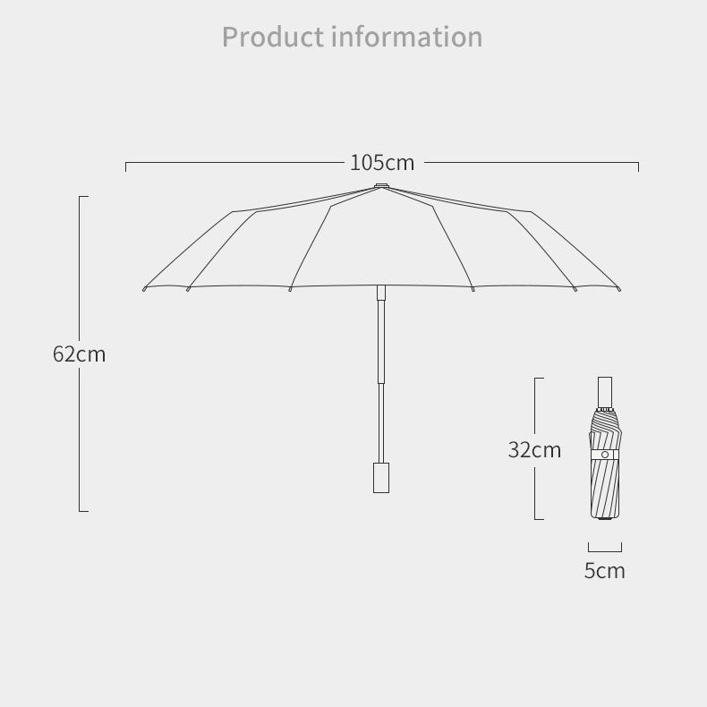 Ô Che Mưa, Dù Chống Tia UV Gấp Gọn 10 Xương Đóng Mở 1 Nút Bấm