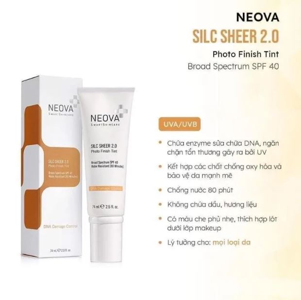 Kem chống nắng bảo vệ da Neova SPF 40 DNA Damage Control Sicl Sheer 2.0 74ml