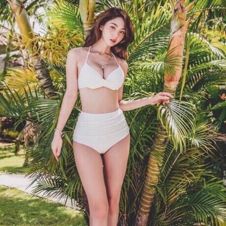 Set bikini cạp cao quần nhúng che bụng